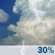 This Afternoon: A chance of rain showers before 5pm, then a chance of showers and thunderstorms. Partly sunny, with a high near 86. South wind around 12 mph, with gusts as high as 22 mph. Chance of precipitation is 30%. New rainfall amounts less than a tenth of an inch possible. This Afternoon: Chance Showers And Thunderstorms